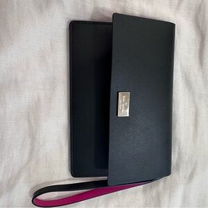 Kate Spade- envelope clutch/wristlet. Black w/pink Wallet-like interior. NWT